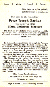 816_02_0006 Backus, Peter Joseph : geboren op 3 september 1881 te Hüls, overleden op 27 maart 1950 te Sittard