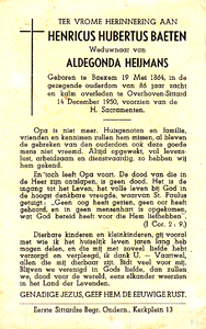 816_02_0007 Baeten, Henricus Hubertus : geboren op 19 mei 1864 te Baexem, overleden op 14 december 1950 te Overhoven Sittard
