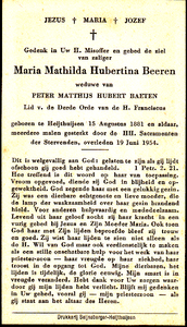 816_02_0039 Beeren, Maria Mathilda Hubertina: geboren op 15 augustus 1881 te Heijthuijsen, overleden op 19 juni 1954 te ...