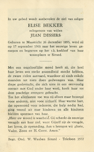 816_02_0248 Bekker, Elise : geboren op 26 december 1893 te Maastricht, overleden op 17 september 1963 te Sittard