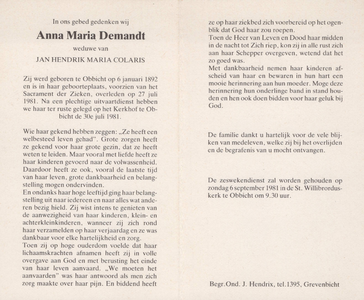 824_2023_WK_0018 Demandt, Anna Maria: geboren op 6 januari 1892 te Obbicht, overleden op 27 juli 1981 te Obbicht