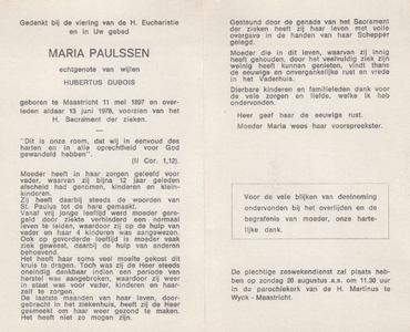 824_2024_KPB_P_0009 Paulssen, Maria: geboren op 11 mei 1897 te Maastricht, overleden op 13 juni 1978 te Maastricht
