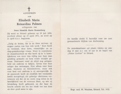 824_2024_KPB_P_0013 Palmen, Elisabeth Maria Reinardina : geboren op 29 juli 1890 te Sittard, overleden op 15 april 1971 ...