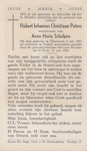 824_2024_KPB_P_0021 Peters, Hubert Johannes Christiaan: geboren op 6 januari 1881 te Ulestraten, overleden op 12 mei ...