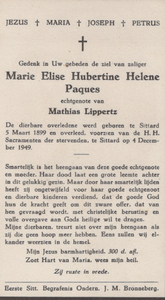 824_2024_KPB_P_0026 Paques, Marie Elise Hubertine Helene: geboren op 5 maart 1899 te Sittard, overleden op 4 december ...