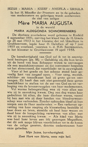 825_Album-1_190 Schnorrenberg, Maria Aldegonda: geboren op 6 september 1881 te Krefeld, overleden op 19 april 1958 te ...