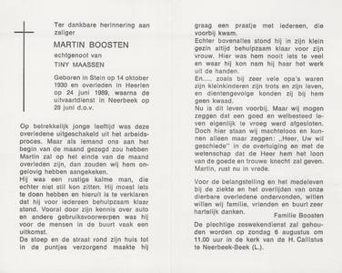 826_env-B3_0023 Boosten , Martin : geboren op 14 oktober 1930 te Stein , overleden op 24 juni 1989 te Heerlen