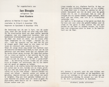 826_env-B3_0043 Bougie , Jan : geboren op 8 maart 1952 te Heerlen , overleden op 4 december 1976 te Sittard
