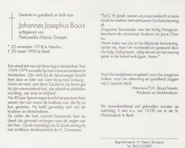 826_env-B3_0054 Bours , Johannes Josephus : geboren op 22 november 1918 te Heerlen , overleden op 20 maart 1990 te Beek