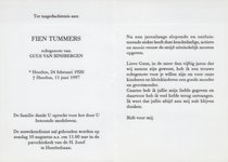 827_384 Tummers, Fien: geboren op 24 februari 1920 te Heerlen, overleden op 11 juni 1997 te Heerlen