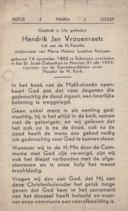 827_436 Vrouwenraets, Hendrik Jan: geboren op 14 november 1882 te Schinnen, overleden op 31 oktober 1959 te Heerlen