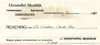 AB_MEULDIJK_001 Abbenbroek, Christoffel Meuldijk - Timmerman / Aannemer, (1930)