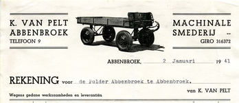 AB_PELT_003 Abbenbroek, K. van Pelt - Machinale smederij K. van Pelt, (1941)