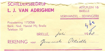 BR_ADRIGHEM_008 Brielle, L.J. van Adrighem - Schildersbedrijf L.J. van Adrighem, Verfhandel, behangerij, (1968)