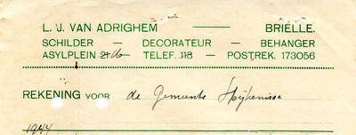 BR_ADRIGHEM_017 Brielle, L.J. van Adrighem - L.J. van Adrighem, Schilder, Decorateur , (1944)