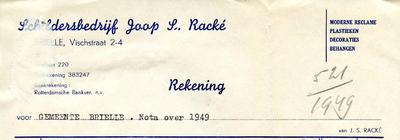 BR_RACKÉ_001 Brielle, Racké - Schildersbedrijf Joop S. Racké, (1949)