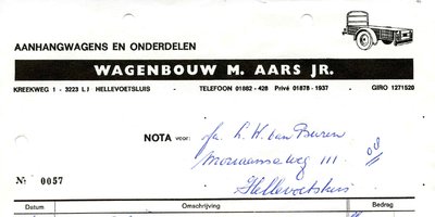 HE_AARS_001 Hellevoetsluis, Aars - Wagenbouw M. Aars jr. Aanhangwagens en onderdelen, (1980)