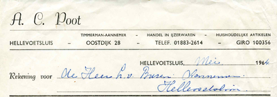HE_POOT_001 Hellevoetsluis, Poot - A.C. Poot, Timmerman-aannemer, handel in ijzerwaren, huishoudelijke artikelen, (1964)