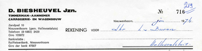 NN_BIESHEUVEL_003 Nieuwenhoorn, Biesheuvel - D. Biesheuvel Jzn., Timmerman-Aannemer carrosserie- en wagenbouw, (1974)