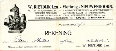 NN_RIETDIJK_005 Nieuwenhoorn, Rietdijk - W. Rietdijk Lzn., Motor- en rijwielhandel - Landbouwwerktuigen en ...