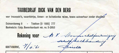 OV_BERG_001 Oostvoorne, Van den Berg - Taxibedrijf Dick van den Berg, voor trouwauto's, vacantietrips, binnen- en ...