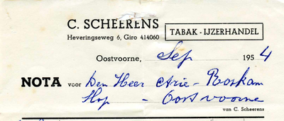 OV_SCHEERENS_001 Oostvoorne, Scheerens - C. Scheerens, Tabak, IJzerhandel, (1954)