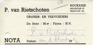RO_RIETSCHOTEN_001 Rockanje, Van Rietschoten - P. van Rietschoten, Granen- en veevoeders, (1949)
