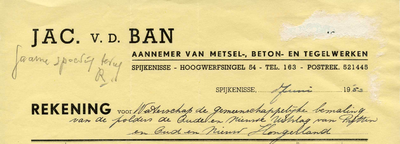 SP_BAN_001 Spijkenisse, V.d. Ban - Jac. v.d. Ban, Aannemer van metsel-, beton- en tegelwerken, (1953)