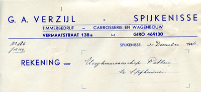SP_VERZIJL_002 Spijkenisse, Verzijl - G.A. Verzijl, Timmerbedrijf - Carrosserie en wagenbouw, (1946)