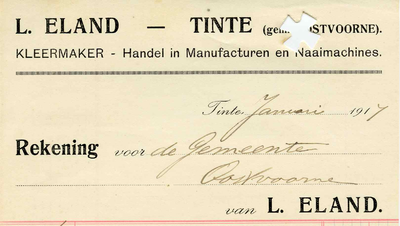 TI_ELAND_002 Tinte, Eland - L. Eland, Kleermaker. Handel in manufacturen en naaimachines, (1917)