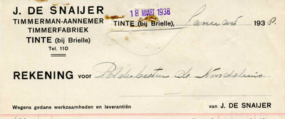 TI_SNAIJER_002 Tinte, De Snaijer - J. de Snaijer, Timmerman - Aannemer. Timmerfabriek, (1938)