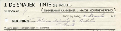 TI_SNAIJER_003 Tinte, De Snaijer - J. de Snaijer, Timmerman - Aannemer. Machinale houtbewerking, (1945)