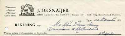 TI_SNAIJER_004 Tinte, De Snaijer - J. de Snaijer, Timmerman - Aannemer. Machinale houtbewerking, (1961)
