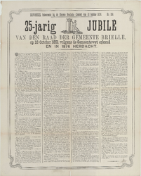 AFFICHE_C_62 25-jarig jubilé van den Raad der Gemeente Brielle, op 18 oktober 1851 volgens de Gemeentewet erkend, en in ...