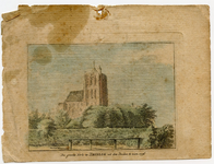 PC_BRL_204 De groote Kerk te Brielle uit den Doelen te zien 1736, [ca. 1749]