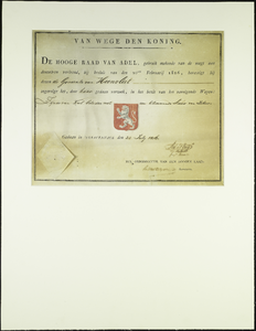 PC_WAPEN_HEE Wapendiploma van de gemeente Heenvliet, 24 juli 1816