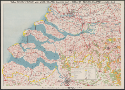 TA_ALG_020 NIVEA TOERISTENKAART VAN ZUID-HOLLAND (zuidelijk deel) - ZEELAND - NOORD-BRABANT (westelijk deel), omstreeks 1960.