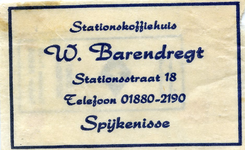 SZ1419. Stationskoffiehuis W. Barendregt.