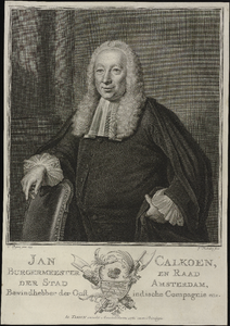 VH0198 Jan Calkoen, Burgermeester en Raad der Stad Amsterdam, Bewindhebber der Oost indische Compagnie enz., 1760