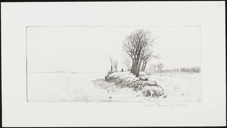 SPUIJBROEK_166 Landschap met rivier en bomen langs de oevers, ca. 1945