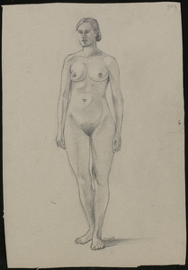 SPUIJBROEK_A_090G Studie van een staand naakt, gemaakt tijdens de opleiding aan de Academie Rotterdam, 1923-1927
