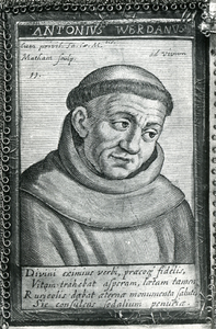PB0229 Prent van de martelaar Antonius van Weert (1523), franciscaner priester, ca. 1955