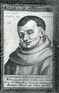 PB0232 Prent van de martelaar Petrus van Assche (1530), franciscaner broeder, ca. 1955