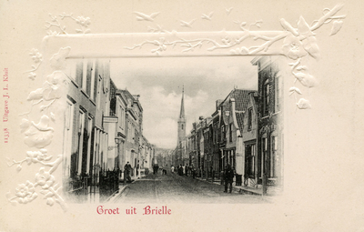 PB0346 Kijkje in de Voorstraat, met de Jacobskerk, ca. 1935