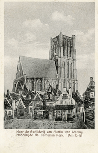 PB0877 Kijkje op de St. Catharijnekerk, naar het schilderij van Martin van Waning, ca. 1904