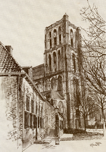 PB0917 Tekening van de St. Catharijnekerk, ca. 1985