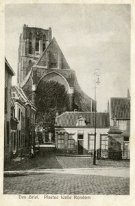 PB1140 Kijkje op het Wellerondom. Op de achtergrond de St. Catharijnekerk , ca. 1932