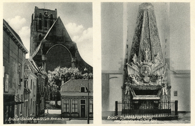 PB1395 De St. Catharijnekerk gezien van het Wellerondom en het praalgraf van Philips van Almonde, ca. 1922