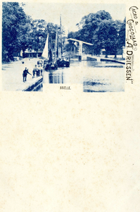 PB1492 Kijkje op het Turfkade, met op de achtergrond Hotel Tekke en de Kaaibrug, ca. 1901