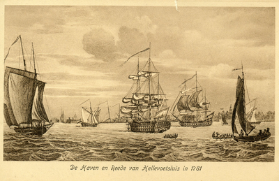 PB3096 Repro van De Haven en Reede van Hellevoetsluis in 1781, ca. 1935